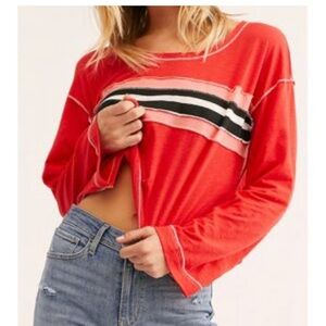 Free people Red ziggy tee